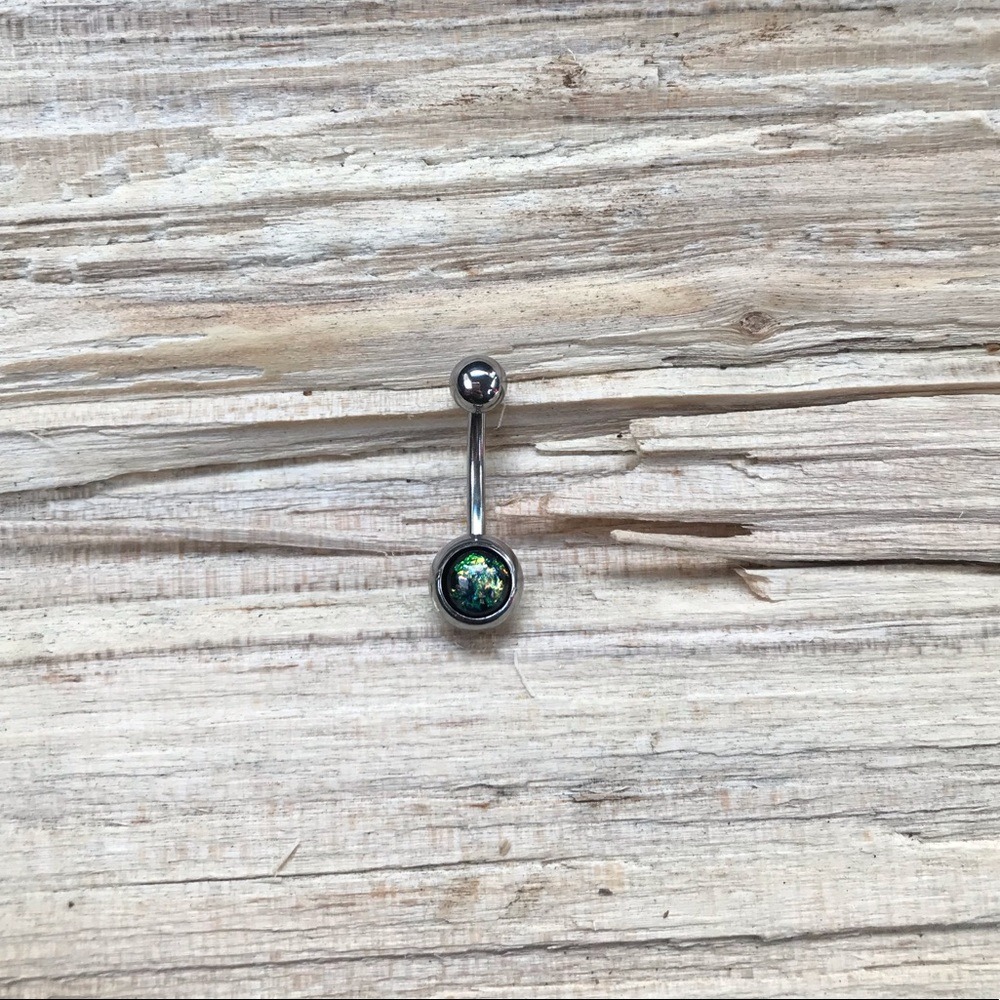 Green Opal‎ Belly Button Ring